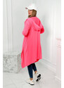 K-Fashion Dlouhý kabát s kapucí růžový neon