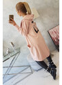 K-Fashion Oversize pláštěnka s kapucí tmavě pudrově růžová