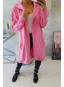 K-Fashion Pláštěnka oversize s kapucí světle růžová