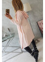 K-Fashion Dlouhý kabát s kapucí světle pudrově růžový