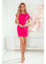 numoco Růžové dámské šaty s krátkými rukávy a širokým páskem pro zavazování 370-1