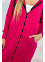 K-Fashion Zateplená dlouhá mikina s kapucí v barvě fuchsie