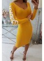 K-Fashion Otrhané šaty hořčicové barvy