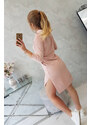 K-Fashion Šaty s delšími zády a barevným potiskem v tmavě pudrově růžové barvě