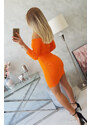 K-Fashion Pruhované vypasované šaty oranžové neonové