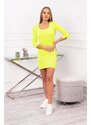 K-Fashion Šaty s knoflíkovým výstřihem žluté neonové