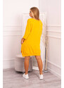 K-Fashion Šaty s potiskem a rozšířeným spodním dílem v hořčicové barvě