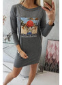 K-Fashion Šaty s potiskem Honey girl v grafitové barvě