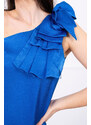K-Fashion Šaty s mašlí na rameni v chrpově modré barvě