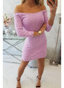 K-Fashion Pruhované vypasované šaty ve fialové barvě