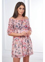 K-Fashion Španělské šaty s květinovým motivem pudrově růžové