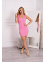 K-Fashion Světle růžové nařasené šaty bez ramínek