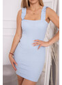 K-Fashion Modré nařasené šaty bez ramínek