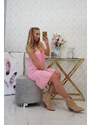 K-Fashion Šaty s tenkým páskem světle růžové
