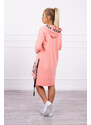 K-Fashion Meruňkové šaty s kapucí a potiskem