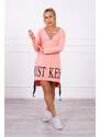 K-Fashion Meruňkové šaty s kapucí a potiskem