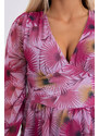 K-Fashion Vzdušné šaty s květinovým motivem tmavě růžové