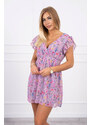 K-Fashion Květinové šaty s volánky fialové