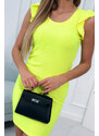 K-Fashion Šaty s nařasenými rukávy žluté neonové