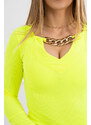 K-Fashion Šaty se zlatým řetízkem žluté neonové