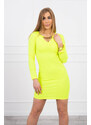 K-Fashion Šaty se zlatým řetízkem žluté neonové