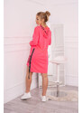 K-Fashion Šaty s kapucí a potiskem růžové neonové
