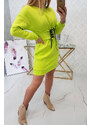 K-Fashion Zateplené šaty s ozdobným páskem pistácie