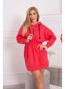 K-Fashion Zateplené šaty s kapucí v malinové barvě