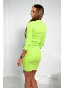 K-Fashion Žebrované šaty s ozdobnými knoflíky světle zelené