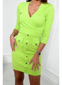 K-Fashion Žebrované šaty s ozdobnými knoflíky světle zelené