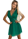 numoco basic Elegantní zelené dámské šaty s výstřihem a mašlí 474-1