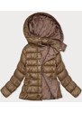 W COLLECTION Hnědá prošívaná dámská zimní bunda s kapucí (YP-22075-101)