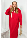 K-Fashion Dlouhé šaty s kapucí červený