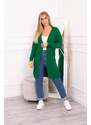 K-Fashion Svetr Cardigan kostkovaná zelená