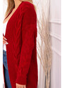 K-Fashion Svetr Cardigan kostkovaný červený