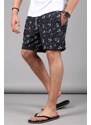 Madmext Anchor Patterned Black Men's Beach Shorts 6366