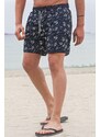 Madmext Anchor Patterned Black Men's Beach Shorts 6366