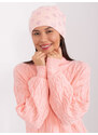 Fashionhunters Světle růžová zimní čepice s kašmírem