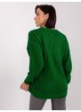 Fashionhunters Tmavě zelený dámský oversize svetr s vlnou