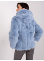Fashionhunters Světle modrá přechodná bunda s eko kožešinou