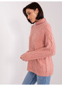 Fashionhunters Zaprášený růžový dámský svetr se stahovacími pásky