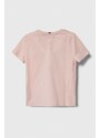 Dětské bavlněné tričko Tommy Hilfiger růžová barva
