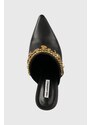 Kožené pantofle Karl Lagerfeld Debut dámské, černá barva, na podpatku, KL32015F