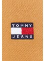Bavlněná mikina Tommy Jeans pánská, hnědá barva, s kapucí, hladká