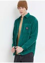 Manšestrová košile Tommy Jeans zelená barva, relaxed, s klasickým límcem