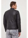 Kožená bunda Pepe Jeans Brewster pánská, černá barva, přechodná