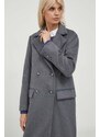 Vlněný kabát Pepe Jeans Madison šedá barva, přechodný, dvouřadový