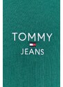 Bavlněné tričko Tommy Jeans zelená barva, s aplikací