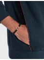 Ombre Clothing Pánská mikina s kapucí a kapsou na zip - tmavě modrá V1 OM-SSNZ-22FW-006