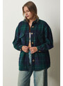 Happiness İstanbul Dámská bunda Emerald Lumberjack Fleece Shirt Jacket